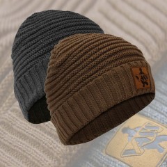 Vass ‘Fleece Lined’ Ribbed Beanie (Suede Badge)